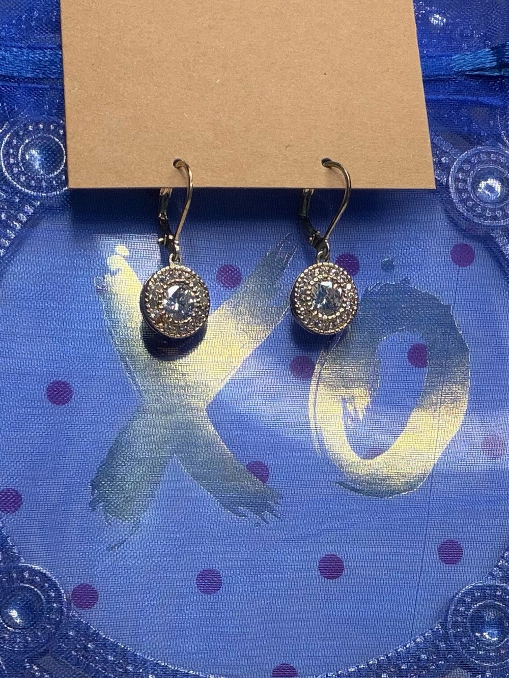Pave Halo Crystal Drop Earrings Leverback Bridal Cocktail Glam